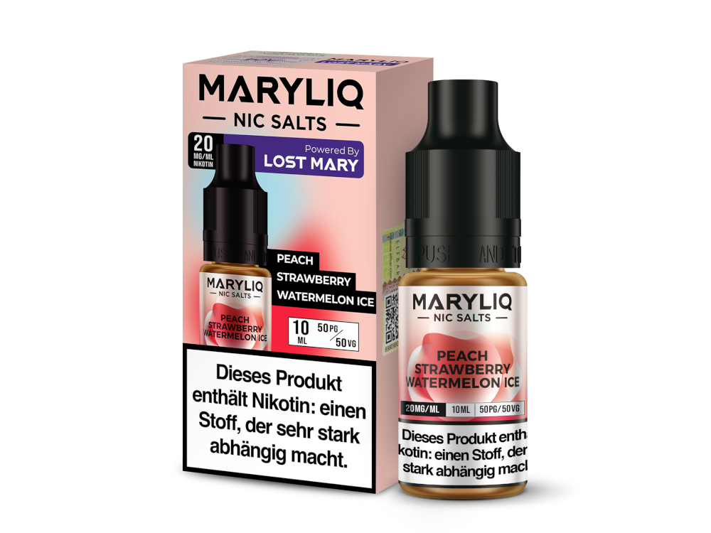 MARYLIQ - Peach Strawberry Watermelon Ice - Nikotinsalz Liquid