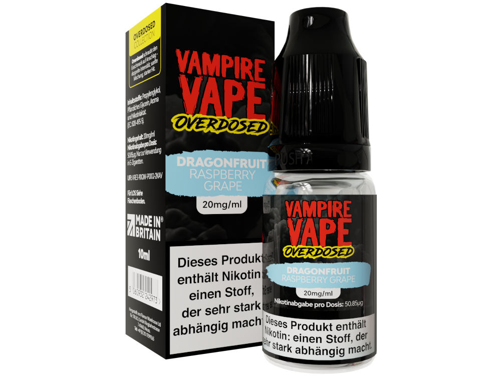 Vampire Vape - Overdosed - Dragonfruit Raspberry Grape - Nikotinsalz Liquid